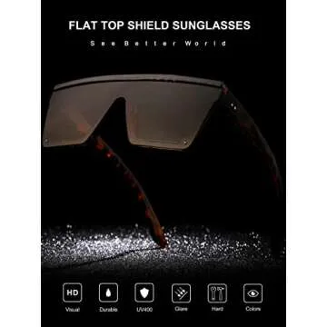 SeeBand Square Oversized Sunglasses for Women Men Fashion Flat Top Mirror Sunnies Vintage Shades Goggle Siamese Lens Big Thick Frame (Leopard/Gradient Brown)