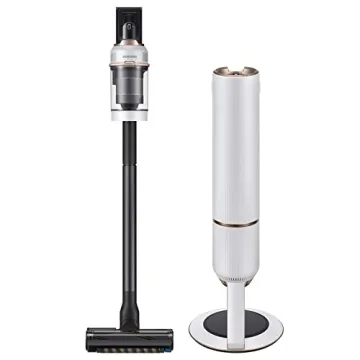 SAMSUNG BESPOKE Jet Cordless Stick Vacuum Cleaner w/ Clean Station, Powerful Multi-Surface Floor Cleaning for Carpet, Hardwood, Tile, 5-Layer Filter, Lightweight, VS20A9500AW/AA, 2023, Misty White
