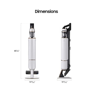 SAMSUNG BESPOKE Jet Cordless Stick Vacuum Cleaner w/ Clean Station, Powerful Multi-Surface Floor Cleaning for Carpet, Hardwood, Tile, 5-Layer Filter, Lightweight, VS20A9500AW/AA, 2023, Misty White
