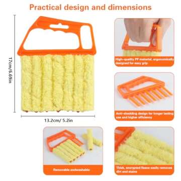 4 Window Venetian Blind Cleaner Duster Tool, Blind Duster for Cleaning, Microfiber 7 Finger Duster B...