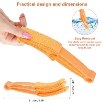 4 Window Venetian Blind Cleaner Duster Tool, Blind Duster for Cleaning, Microfiber 7 Finger Duster Brush Dusting Cleaner Tool for Window Shutters Air Conditioner Vinyl Wood Blinds, with 4 Cloth Cover