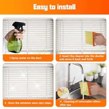 4 Window Venetian Blind Cleaner Duster Tool, Blind Duster for Cleaning, Microfiber 7 Finger Duster Brush Dusting Cleaner Tool for Window Shutters Air Conditioner Vinyl Wood Blinds, with 4 Cloth Cover