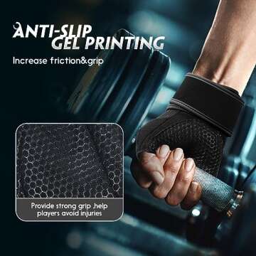 HTZPLOO Workout Gloves Gym Gloves Weight Lifting Gloves for Men with Full Palm Pad,Strong Wrist Wraps Support,Enhanced Grip,for Fitness,Training,Weightlifting,Exercise (Black, Medium)