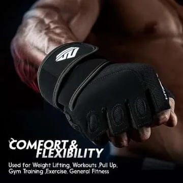 HTZPLOO Workout Gloves Gym Gloves Weight Lifting Gloves for Men with Full Palm Pad,Strong Wrist Wraps Support,Enhanced Grip,for Fitness,Training,Weightlifting,Exercise (Black, Medium)