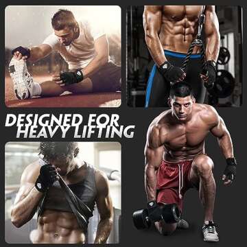 HTZPLOO Workout Gloves Gym Gloves Weight Lifting Gloves for Men with Full Palm Pad,Strong Wrist Wraps Support,Enhanced Grip,for Fitness,Training,Weightlifting,Exercise (Black, Medium)