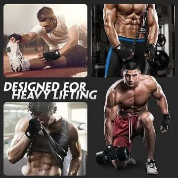 HTZPLOO Workout Gloves Gym Gloves Weight Lifting Gloves for Men with Full Palm Pad,Strong Wrist Wraps Support,Enhanced Grip,for Fitness,Training,Weightlifting,Exercise (Black, Medium)