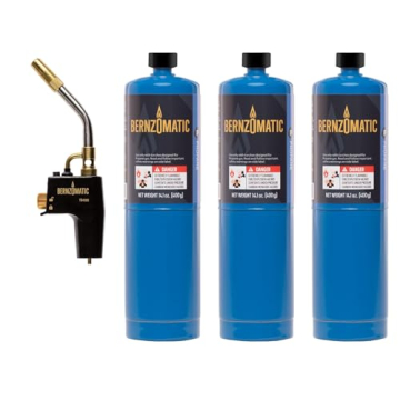 Bernzomatic TS4000 Trigger Start Torch with 3 Propane Gas Canisters