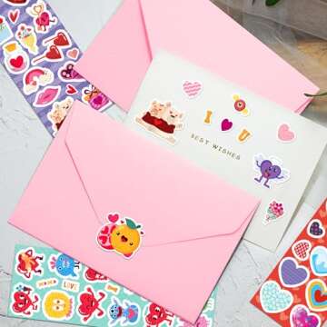 LINAYE 48 Sheets Valentines Stickers Bulk for Kids, 720PCS Cute Valentines Day Stickers for Classroom School Valentines Crafts, Happy Valentines Stickers Sheets Party Favors Supplies