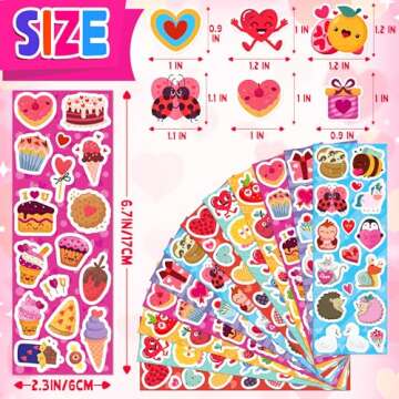 LINAYE 48 Sheets Valentines Stickers Bulk for Kids, 720PCS Cute Valentines Day Stickers for Classroom School Valentines Crafts, Happy Valentines Stickers Sheets Party Favors Supplies