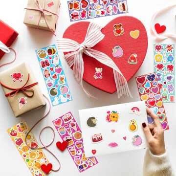 LINAYE 48 Sheets Valentines Stickers Bulk for Kids, 720PCS Cute Valentines Day Stickers for Classroom School Valentines Crafts, Happy Valentines Stickers Sheets Party Favors Supplies