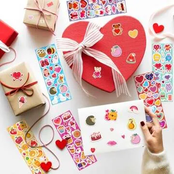 LINAYE 48 Sheets Valentines Stickers Bulk for Kids, 720PCS Cute Valentines Day Stickers for Classroom School Valentines Crafts, Happy Valentines Stickers Sheets Party Favors Supplies