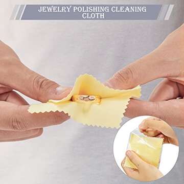 Moukeren 150 Pcs Jewelry Cleaning Cloth Soft Polish Cloth Individually Jewelry Cleaner for Silver Gold Jewelry Glasses Watch (Pink Yellow Blue)