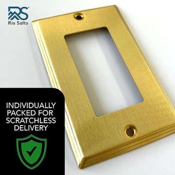 Rio Salto BRASS Metal Gold Outlet Cover or Decorative Light Switch Cover STANDARD SIZE Decorator Dec...