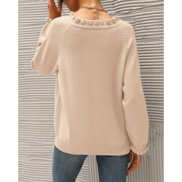 BTFBM Women's Ruffle Crew Neck Casual Sweaters 2025