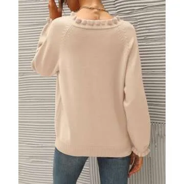 BTFBM Women's Ruffle Crew Neck Casual Sweaters 2025
