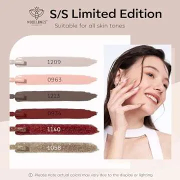 modelones Gel Nail Polish Set, 6 Colors Nude Brown Gel Polish Kit Glitter Champagne Gold Wine Dark R...