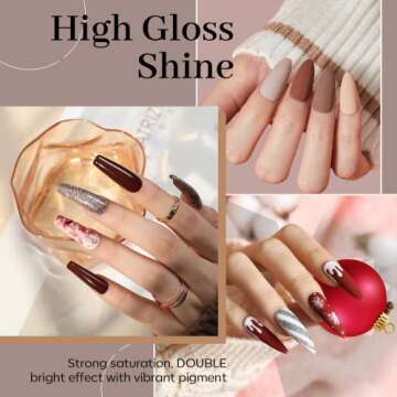 modelones Gel Nail Polish Set, 6 Colors Nude Brown Gel Polish Kit Glitter Champagne Gold Wine Dark Red Nail Polish Gel, Soak OFF LED Manicure Nail Art DIY Home Salon Gift for Women