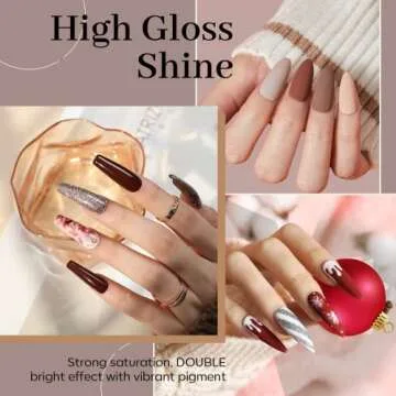 modelones Gel Nail Polish Set, 6 Colors Nude Brown Gel Polish Kit Glitter Champagne Gold Wine Dark Red Nail Polish Gel, Soak OFF LED Manicure Nail Art DIY Home Salon Gift for Women