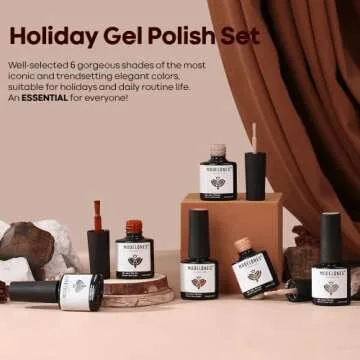 modelones Gel Nail Polish Set, 6 Colors Nude Brown Gel Polish Kit Glitter Champagne Gold Wine Dark Red Nail Polish Gel, Soak OFF LED Manicure Nail Art DIY Home Salon Gift for Women
