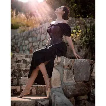 Scarlet Darkness Summer Dresses for Women Milkmaid Cottagecore High Low Black Goth Dress Black L