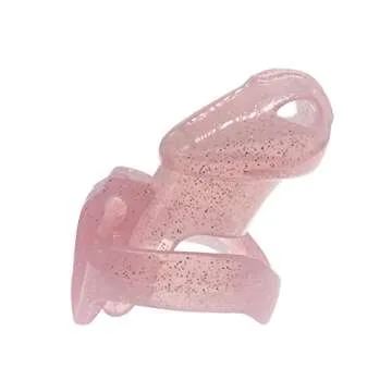 FYJENNICC HT-V4 Chastity Cage for Men | 5 Adjustable Wide Rings & 6 Colors | Beginner-Friendly | Adult Sex Toy with Sizing Guide (Pink with Silver Sparkles, Standard)