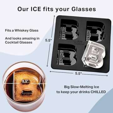 DRINKSPLINKS Custom Letter B Silicone Ice Cube Tray‚ Personalized Monogram Big Ice Cube Molds for Whiskey, Bourbon, Cocktails, and Customized Gifts with Initials. Fun Alphabet Mold for Every Name.