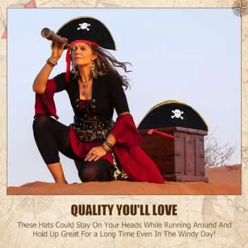 Hsei 4 Pcs Pirate Hat Pirate Costume Party Hats Skull Print for Masquerade Cosplay, Funny Party Supplies, Fancy Dress Favors