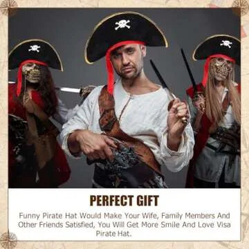 Hsei 4 Pcs Pirate Hat Pirate Costume Party Hats Skull Print for Masquerade Cosplay, Funny Party Supplies, Fancy Dress Favors