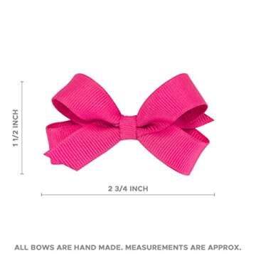Wee Ones Baby Girl's Multipack Five Tiny Grosgrain Hair Bows, Red, Light Pink, White, Shocking Pink, and Hot Pink