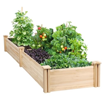 Yaheetech 8×2ft Wooden Horticulture Raised Garden Bed Divisible Elevated Planting Planter Box for F...