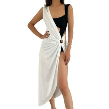 2022 Summer Y2K Sexy Hollow Out Women's Midi Beach Dress - White One Shoulder