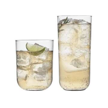 Libbey Polaris Tumbler and Rocks Glass Set, Elegant Drinkware Glasses Set, Lead-Free Tall Drinking G...