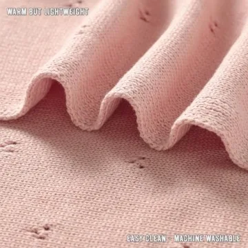 Bleu La La Organic Pointelle Receiving Swaddle Blanket for Girls - 100% Luxury Organic Soft Cotton Knit Warm Cozy Cuddle Stroller Crib Blanket for Newborns, Infants, & Toddlers (Ballet Slippers)