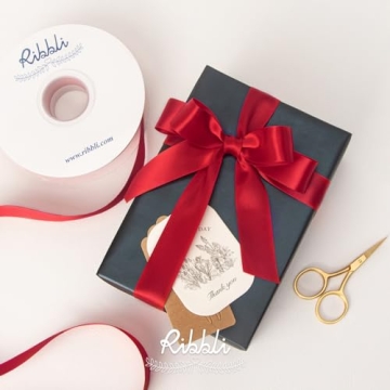 Ribbli Red Satin Ribbon 1 inch x 50 Yards for Crafts