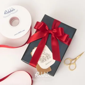 Ribbli Red Satin Ribbon 1 inch x 50 Yards for Crafts