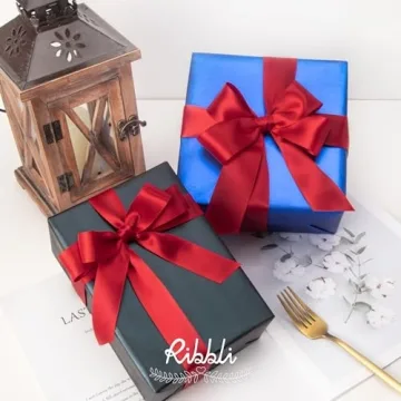 Ribbli Red Satin Ribbon 1 inch x 50 Yards for Crafts