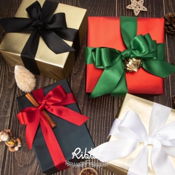 Ribbli Red Satin Ribbon 1 inch x 50 Yards for Crafts