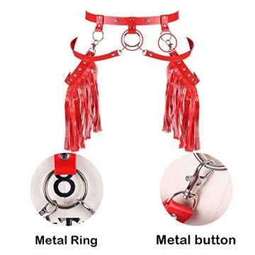 Woman Body Harness Adjustable Dance Clothing Accessories Leg Waist Tassel Gothic Punk Belt (Red)
