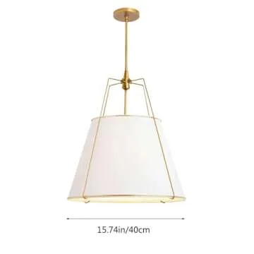 BAICXT White Fabric Pendant Light Handmade Simple Hanging Lamp E26 Base Diameter 15.7in Chandeliers Living Room Bedroom Study Hallway Elevator Hall Loft B&B Dining Room Lighting Fixture