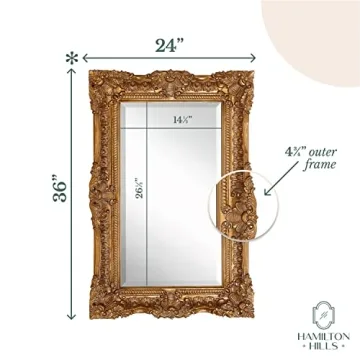 Elegant 24" x 36" Baroque Gold Framed Mirror