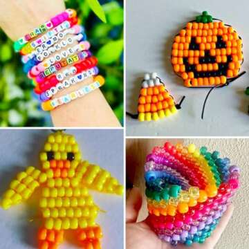 ZANZANYUHANG Pony Beads, 48 Colors Bracelet Making Kit, 6x9mm Beads for Bracelets with Elastic Strings, Beads for Jewelry Making, Multi-Colored Bracelet Beads for Hair Braids, Crafts