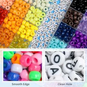 ZANZANYUHANG Pony Beads, 48 Colors Bracelet Making Kit, 6x9mm Beads for Bracelets with Elastic Strings, Beads for Jewelry Making, Multi-Colored Bracelet Beads for Hair Braids, Crafts