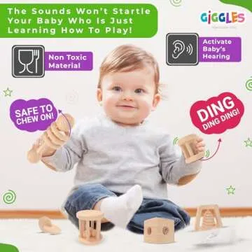 Wooden Baby Toy Rattle Set - Natural Teethers for Infants