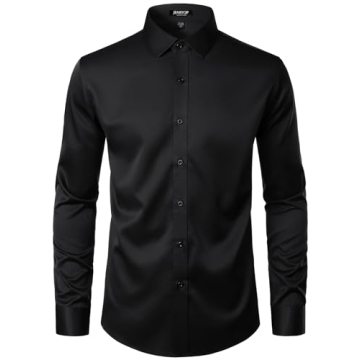 Slim Fit Wrinkle Free Dress Shirt for Men - Black