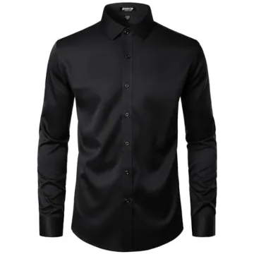Slim Fit Wrinkle Free Dress Shirt for Men - Black