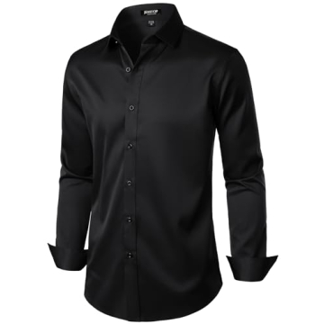 Slim Fit Wrinkle Free Dress Shirt for Men - Black