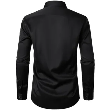 Slim Fit Wrinkle Free Dress Shirt for Men - Black