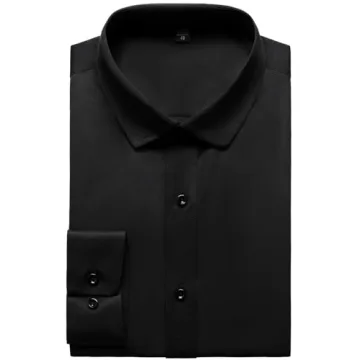 Slim Fit Wrinkle Free Dress Shirt for Men - Black