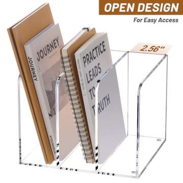 SANRUI Acrylic Magazine Holder Desk Organizer, Clear File Sorter with 3 Vertical Compartments, Magazine File Holder for Home Office, Classroom,B5 Size