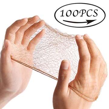 Smilco Hair Nets 100 PCS, 20 Inches Elasticity Invisible Elastic Mesh Wig Nets for Hair Bun Making Ballet Dancer Kitchen Food Serive(Brown)
